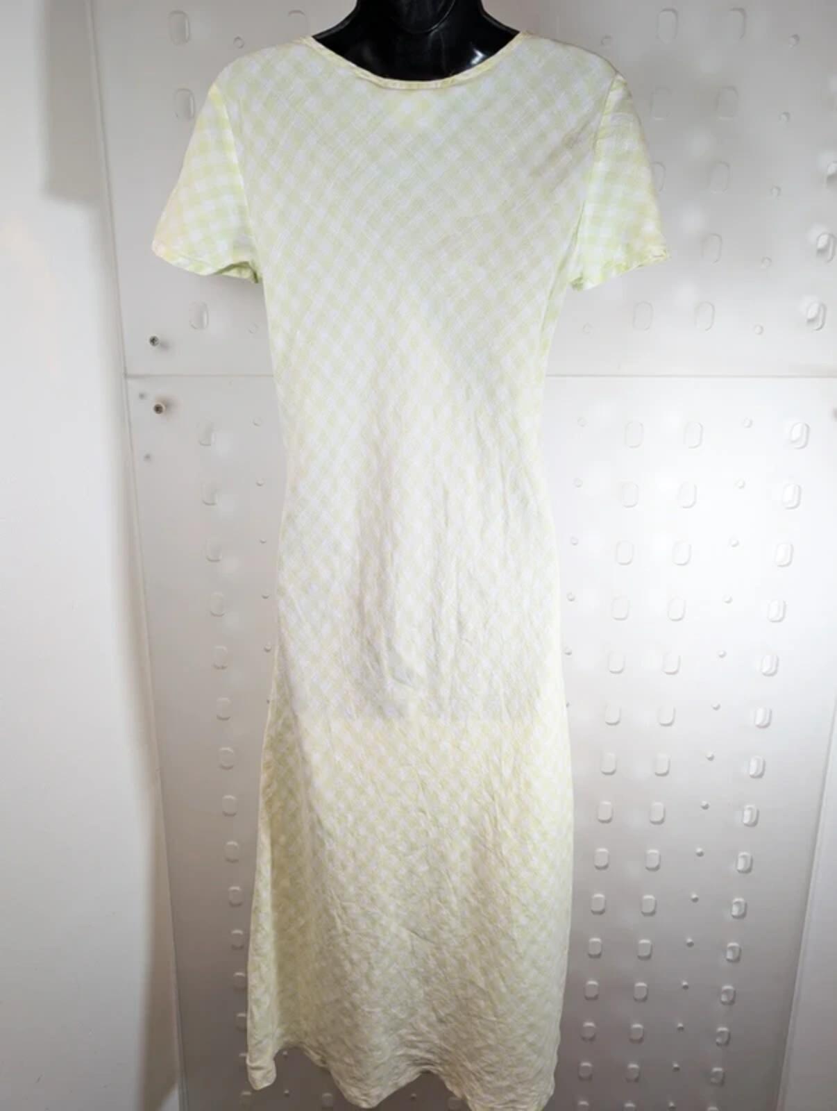Vintage Laura Ashley Green Label Check Maxi Dress White Yellow UK12/14