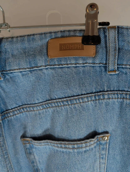 Numph NuStormy High Waist Mom Jeans UK8 Cotton Pleated Front