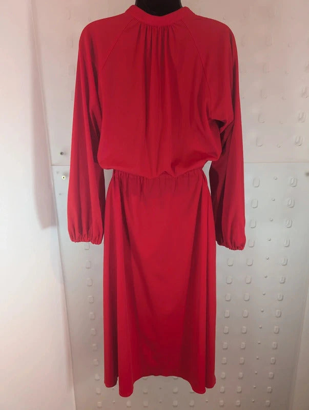 Vintage Betty Barclay Red Belted Midi Dress 70s 80s