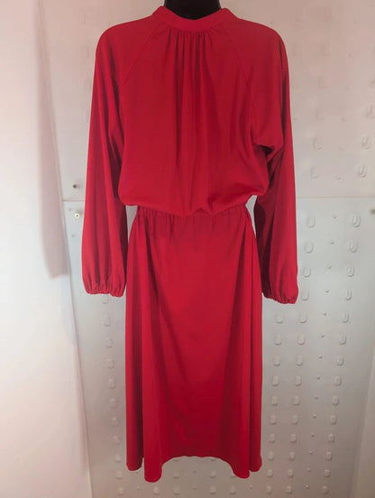 Vintage Betty Barclay Red Belted Midi Dress 70s 80s