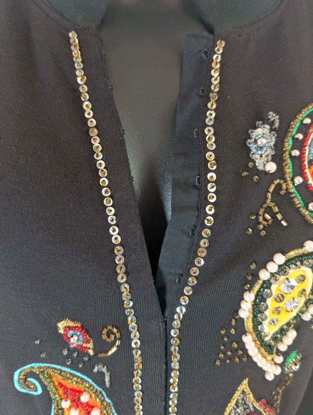 Indigo Moon Beaded Cotton Cardigan Size M