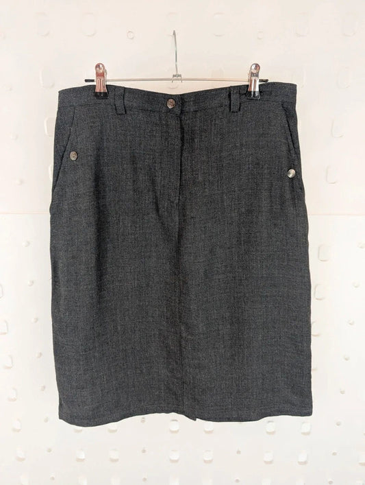 Vintage Armani Jeans Grey Wool Blend Skirt Made in Italy UK12/14
