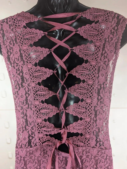 Topshop mauve lace up bodycon dress UK12