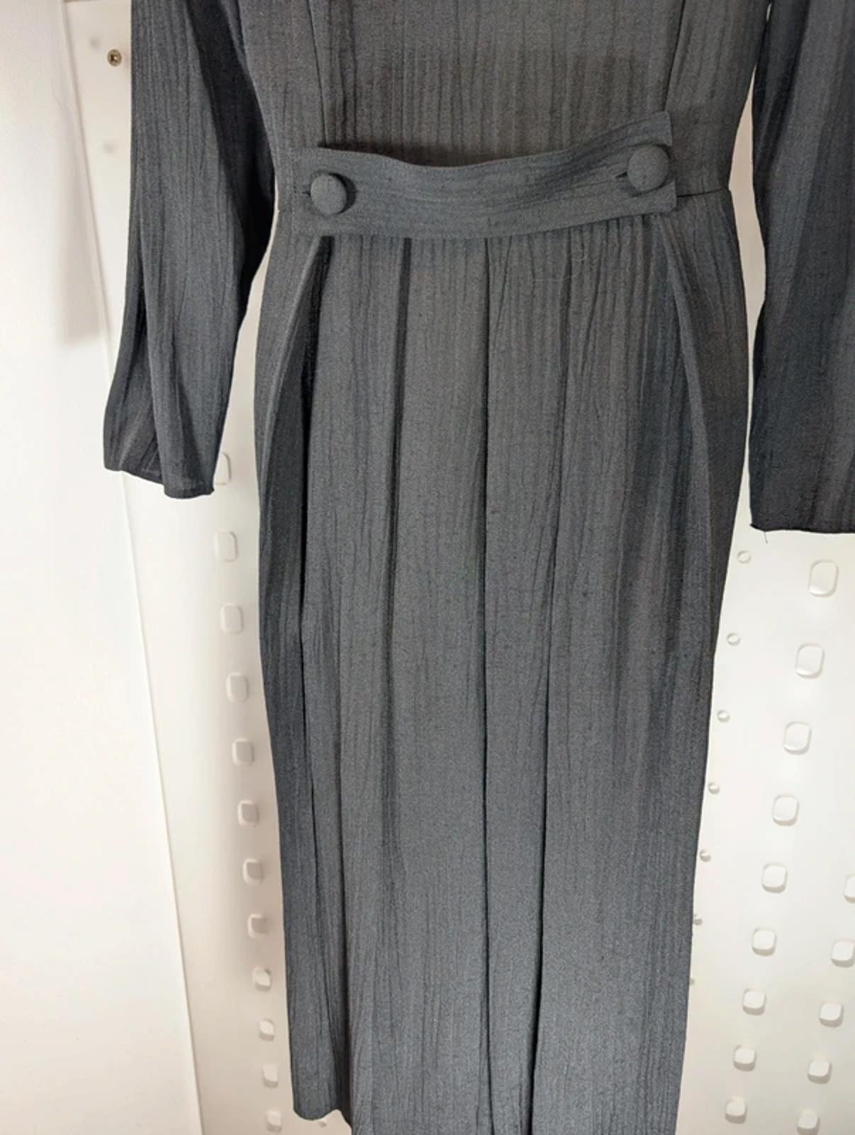 Vintage Paige Pleated Wrap Dress UK10 Double Breasted Monochrome