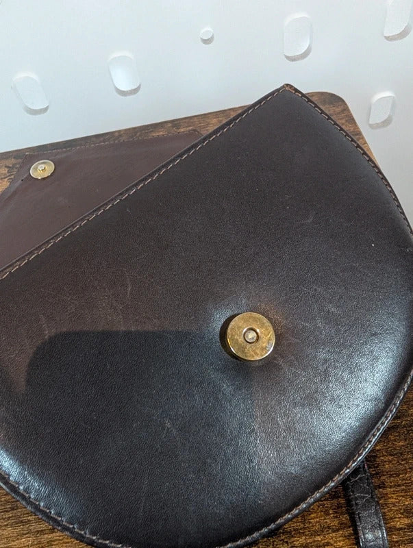 Vintage 1970s Aspis Real Leather Shoulder Bag Made in Cyprus