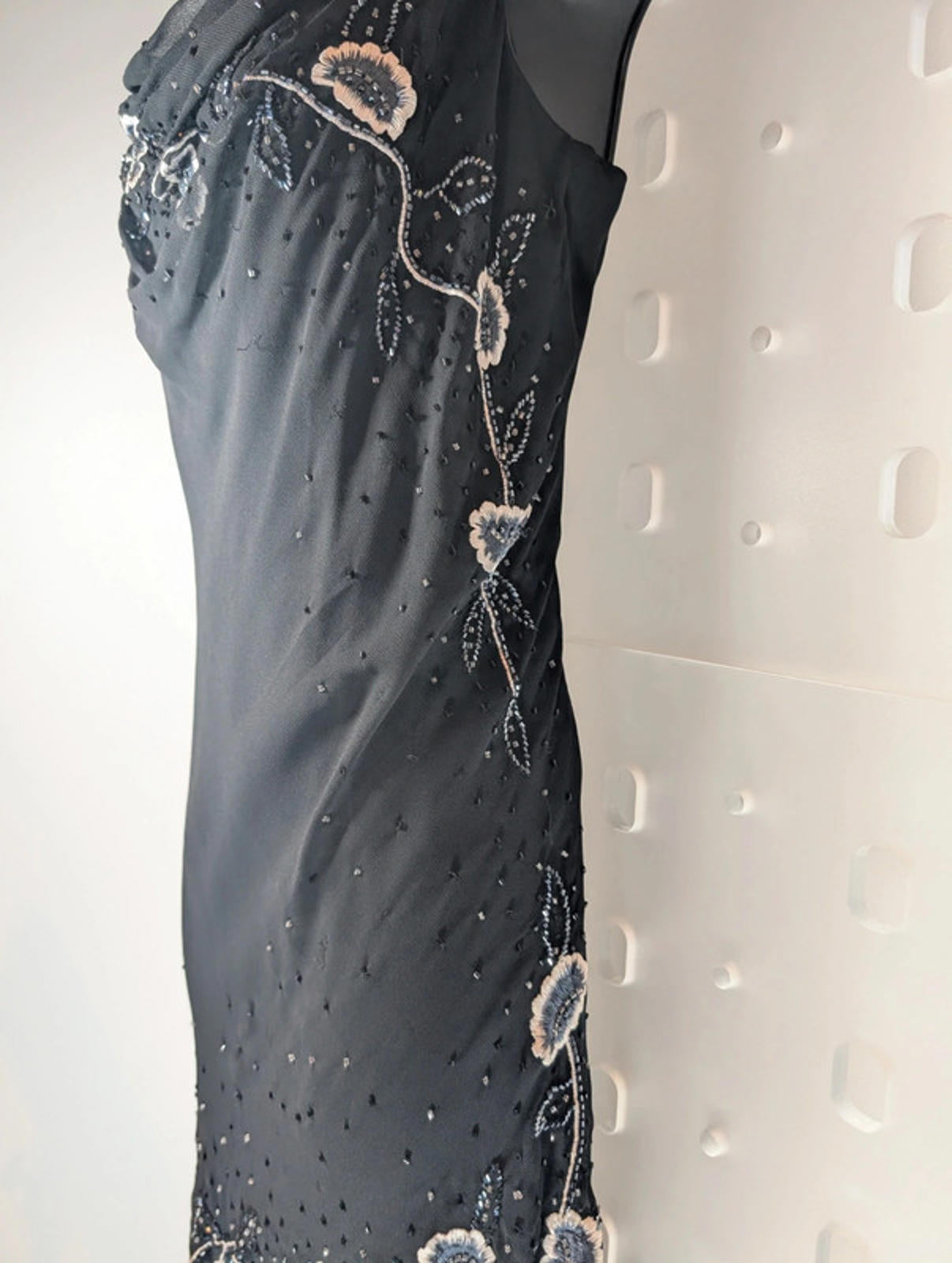 LD Collection Black Beaded Evening Dress – UK 12