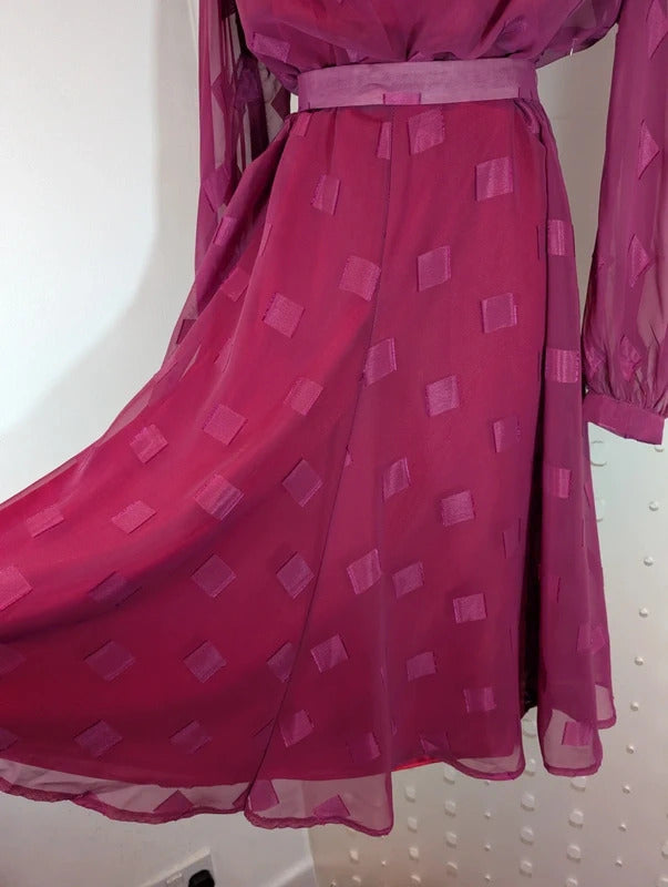 Vintage 80s Modex Žilina Pink Cowl Neck Belted Dress