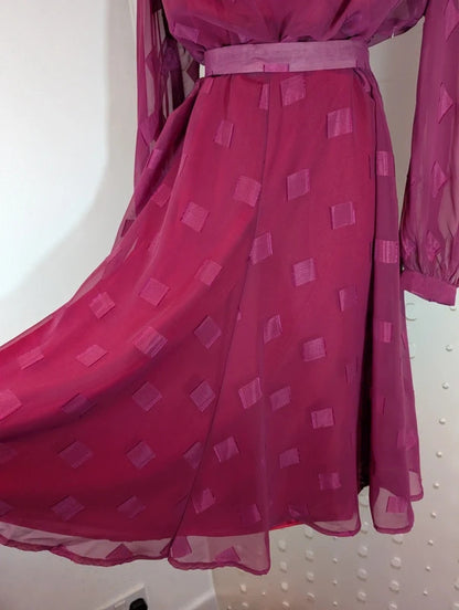 Vintage 80s Modex Žilina Pink Cowl Neck Belted Dress
