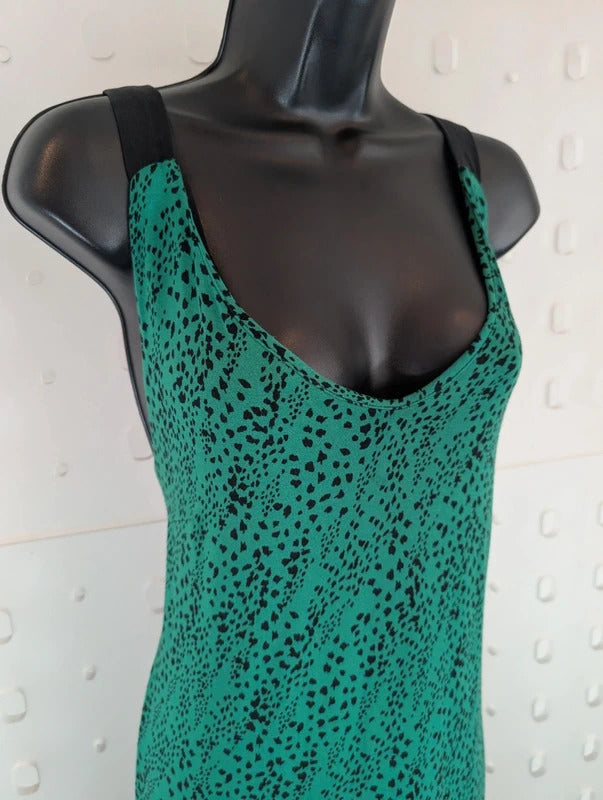 Saint + Sofia Green Black Speckle Maxi Dress UK18