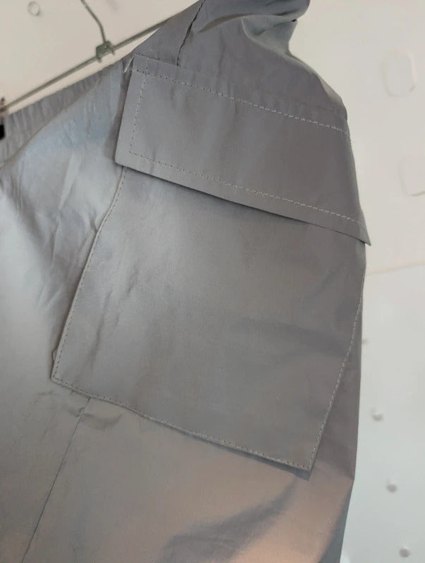 In Vogue Paris Reflective Silver Grey Utility Cargo Mini Skirt M