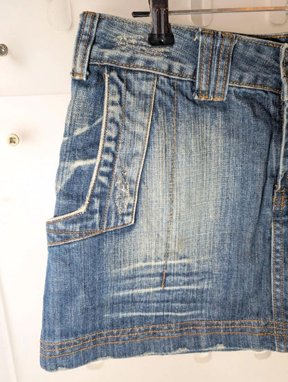 Vintage Jeanstar 100% Cotton Denim Mini Skirt 30” Waist Grunge Y2K