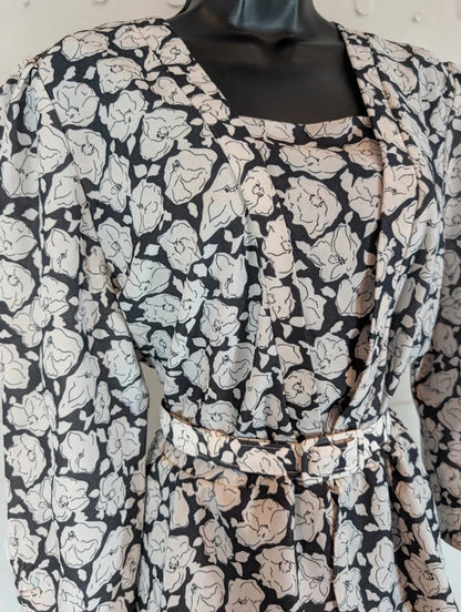 Vintage Classic Collection Black White Peplum Dress UK18