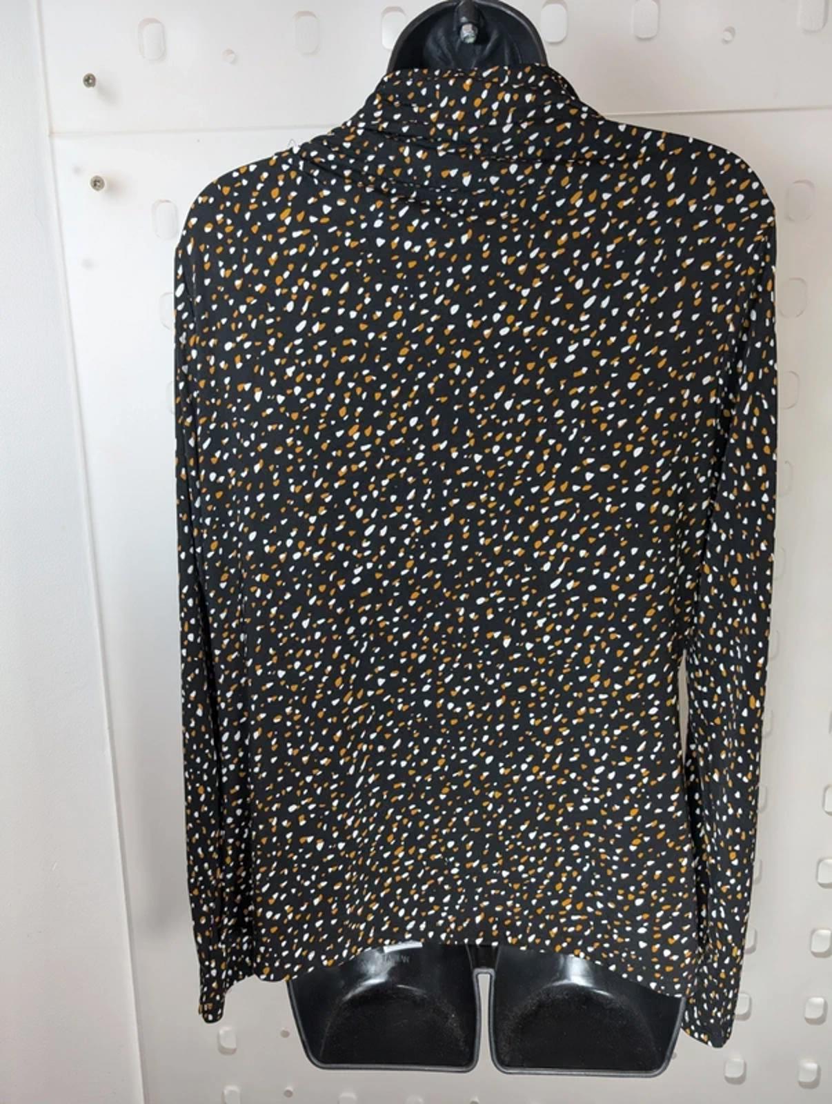 DKNY Speckled High Neck Top Size Medium Button Shoulder