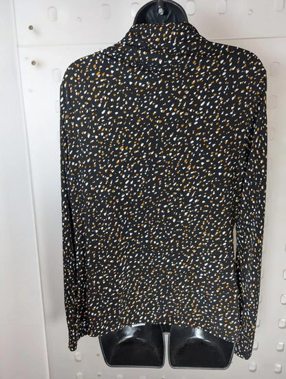 DKNY Speckled High Neck Top Size Medium Button Shoulder