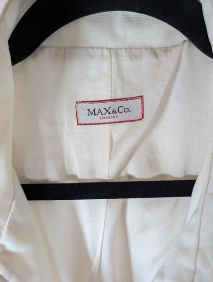 Max & Co White Utility Jacket UK14 Zip & Popper Belted Style Vintage