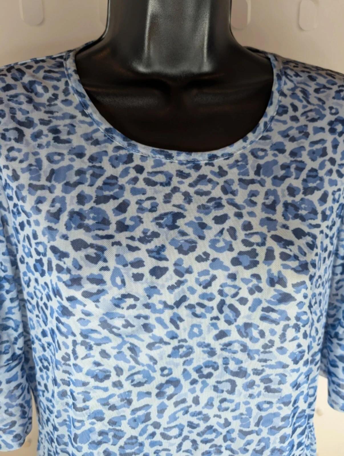 Baum und Pferdgarten Blue Leopard Mesh Midi Dress UK10–12 Puff Sleeve