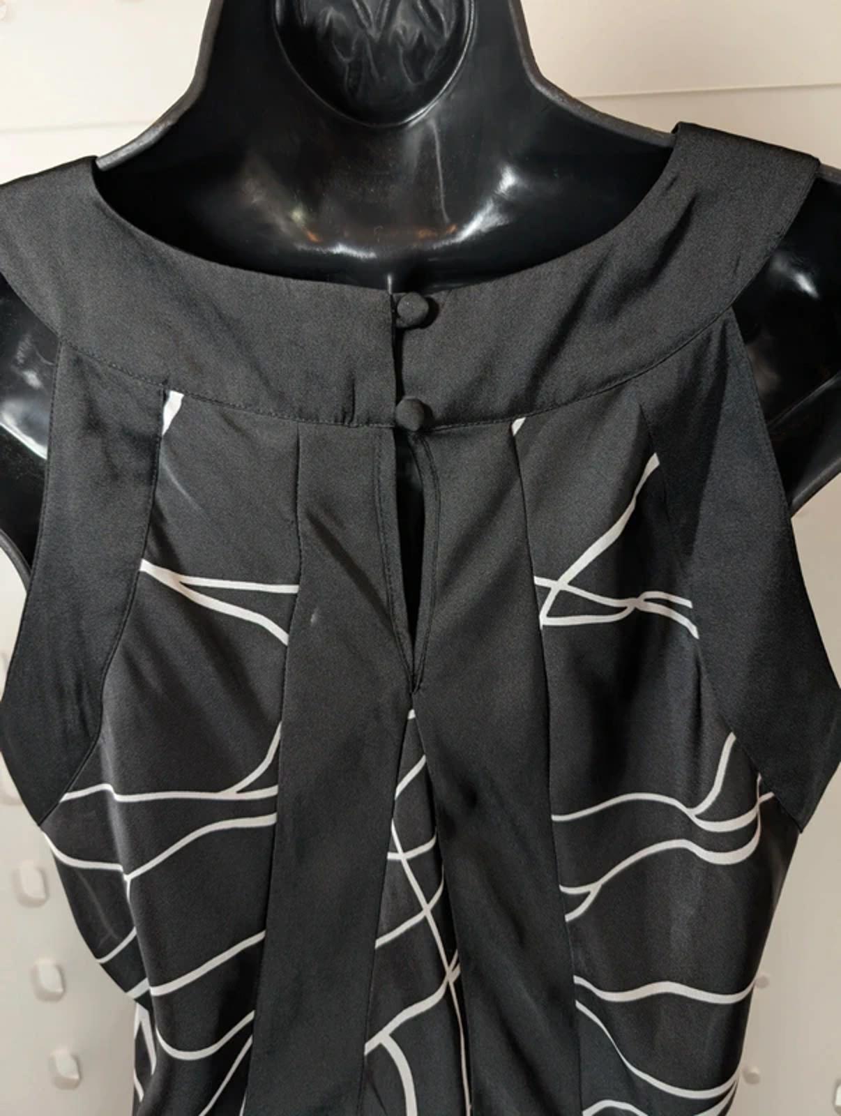 Epilogue Black Tunic Top UK12 Longline Flared Contrast Panel Lightweight