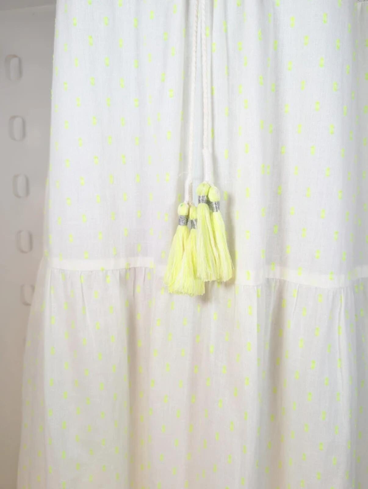 Nooki London Wilson Dress Neon Yellow Size S Cotton Boho