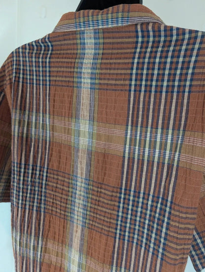 Vintage St Michael M&S Rust Olive Check Shirt UK10 Made in UK