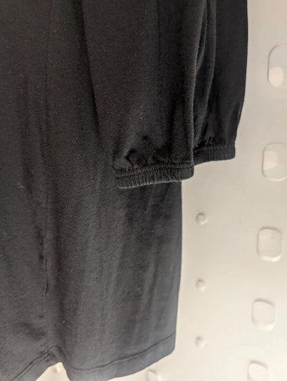 Savoir black jersey tunic top with keyhole neckline – L