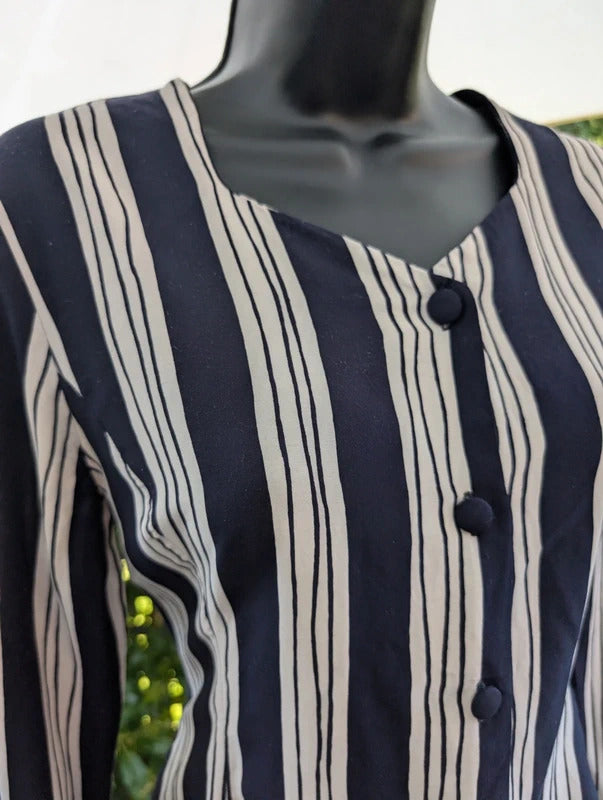 Next Collection Vintage Style Stripe Blouse Navy White UK8