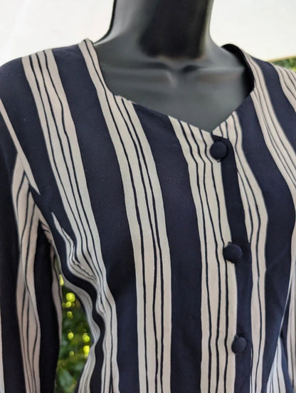 Next Collection Vintage Style Stripe Blouse Navy White UK8