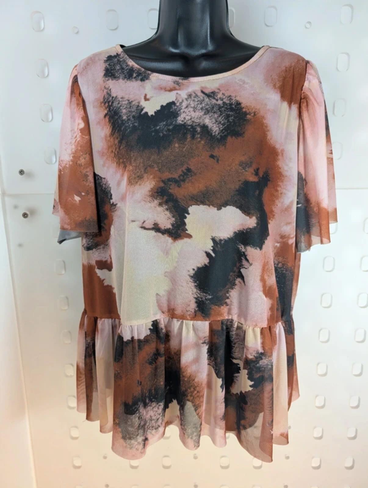 Saint Tropez Cana Mesh Peplum Blouse Print XXL