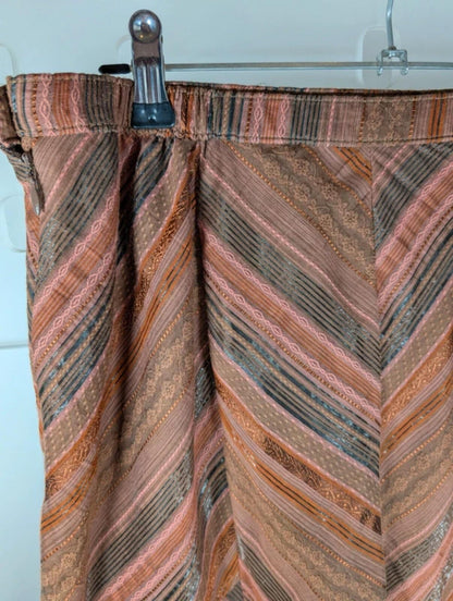 Vintage Impressions Bohemian Godet Midi Skirt Terracotta Rust UK14