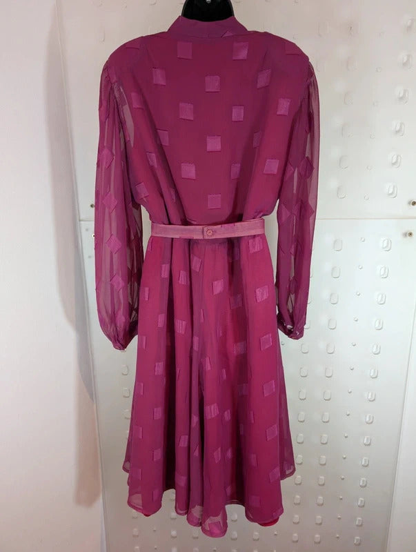 Vintage 80s Modex Žilina Pink Cowl Neck Belted Dress