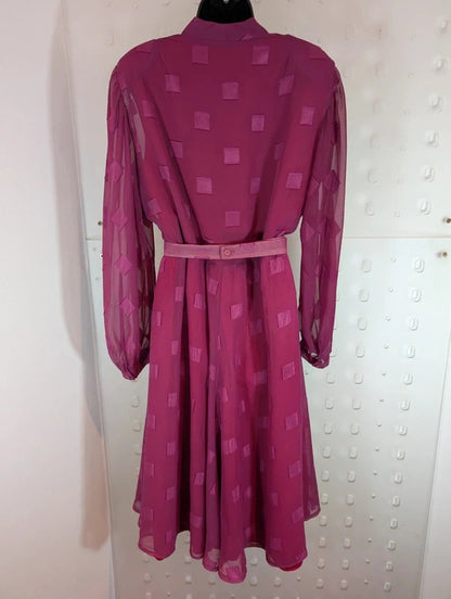 Vintage 80s Modex Žilina Pink Cowl Neck Belted Dress