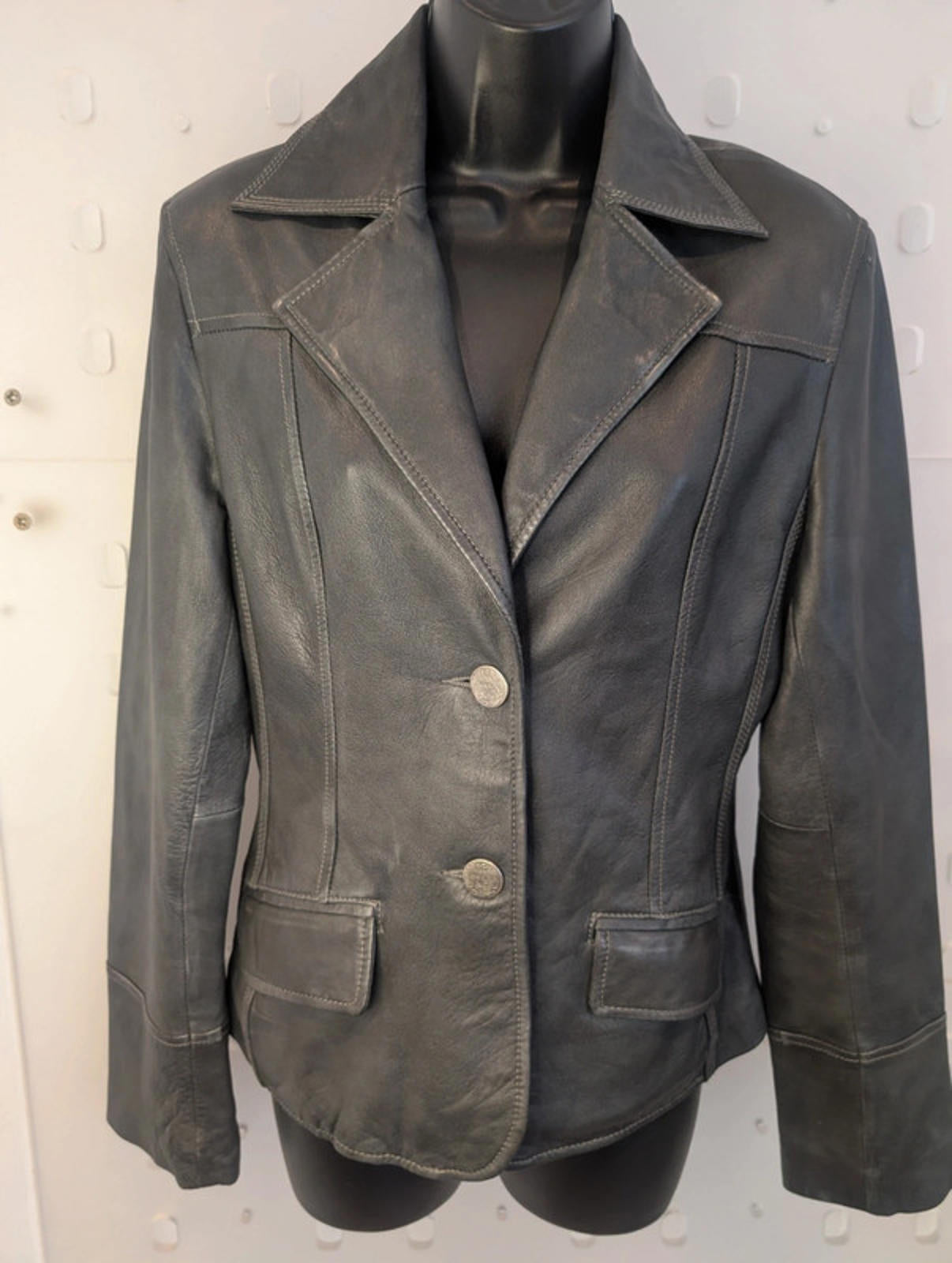 Arma Women Genuine Leather Blazer Jacket – Black (UK 10)