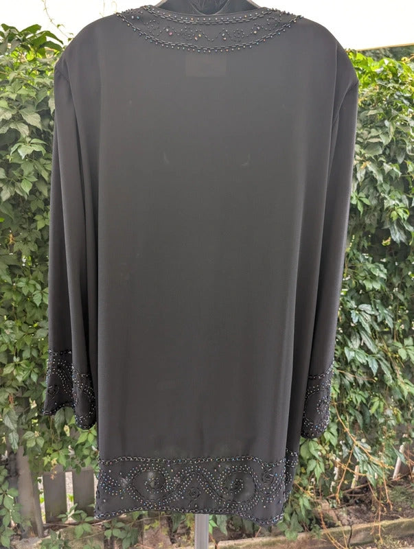 Vintage Ann Harvey Sheer Beaded Evening Jacket Black UK22
