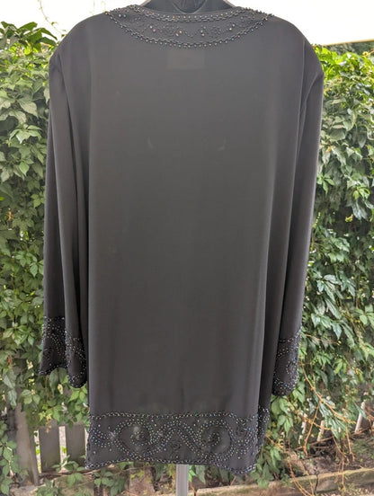 Vintage Ann Harvey Sheer Beaded Evening Jacket Black UK22