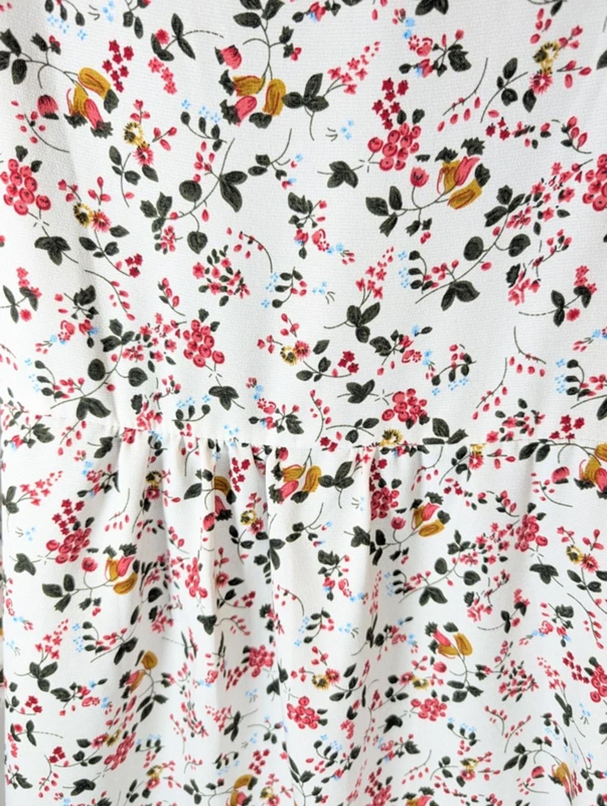 Umgee USA Floral Wrap Effect Dress Size L Cream Tie Front V Neck Occasion