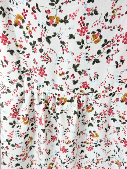 Umgee USA Floral Wrap Effect Dress Size L Cream Tie Front V Neck Occasion