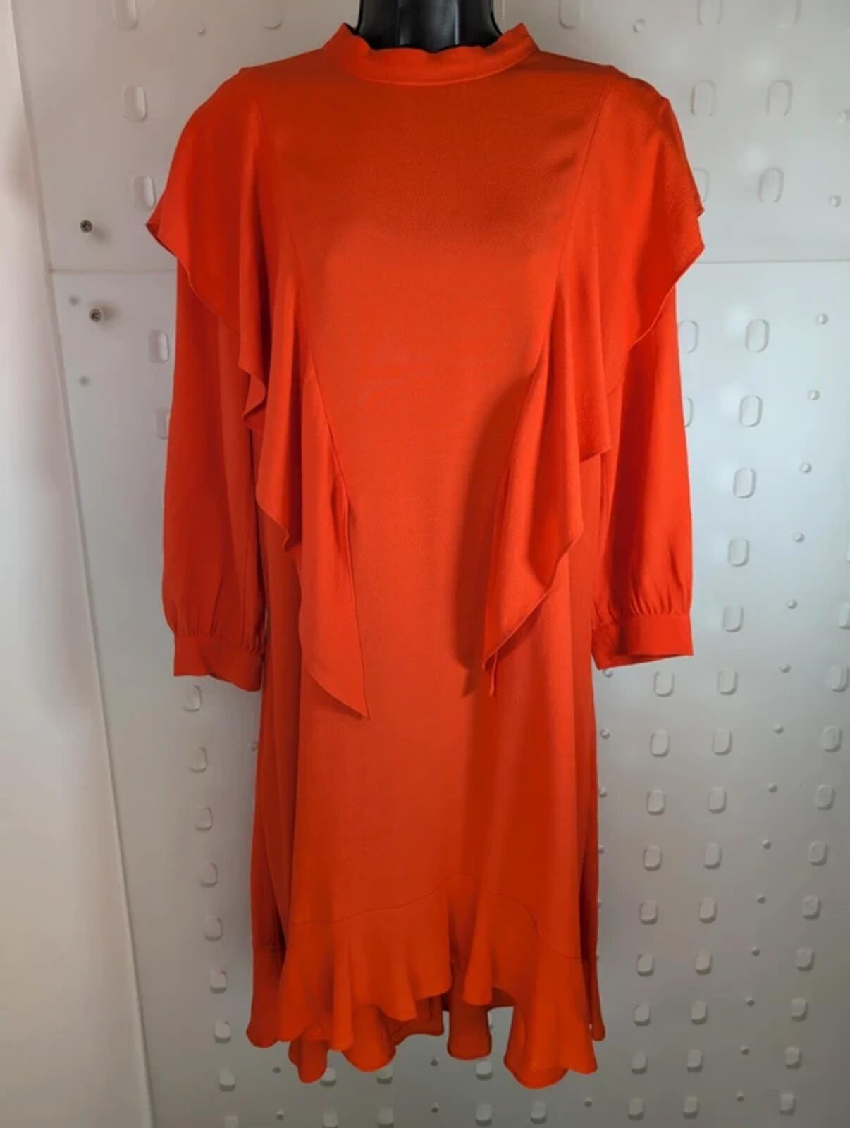 & Other Stories Frill Neck Midi Dress Orange NWT UK8