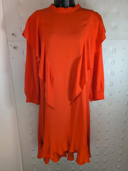 & Other Stories Frill Neck Midi Dress Orange NWT UK8