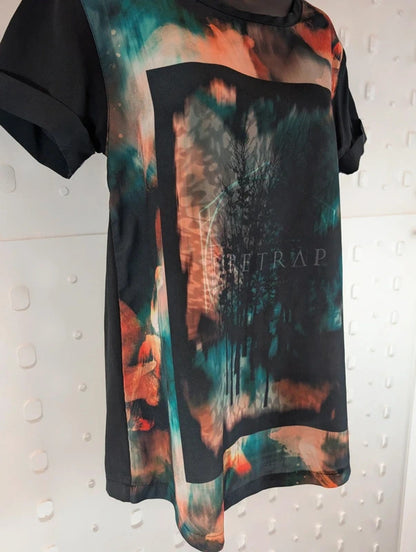Firetrap Graphic Longline T-Shirt Black UK10 Y2K