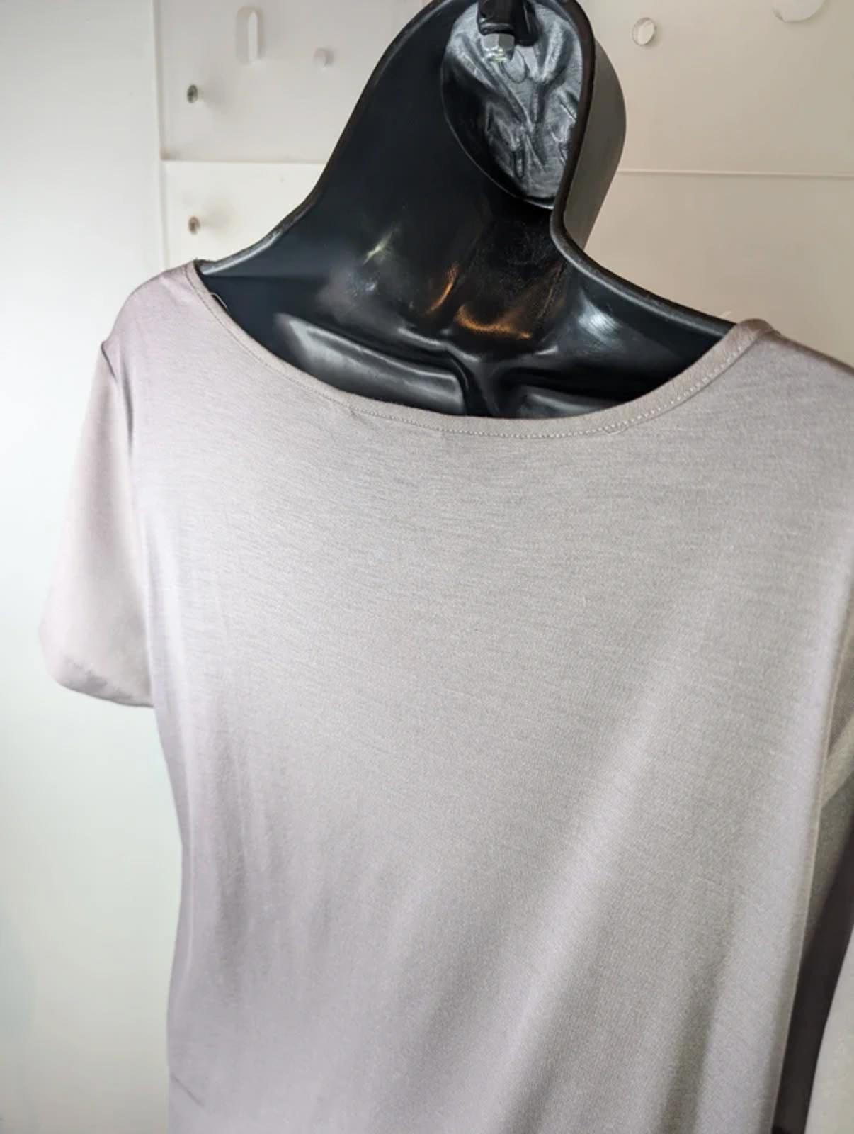 French Connection taupe mixed-fabric T-shirt with pocket large