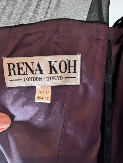 Vintage Burgundy Sequin Gown + Train Alternative Prom Black Tie UK10–12 Rena Koh