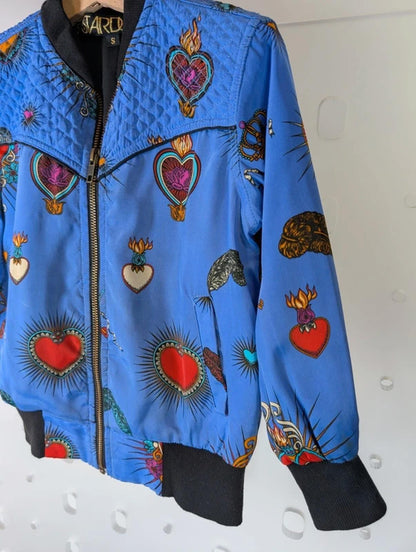 Stardust London Kids Heart Print Bomber Jacket Size S Discontinued Collectable
