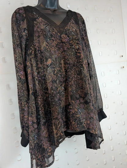 NU Denmark Dark Botanical Longline Top Size S