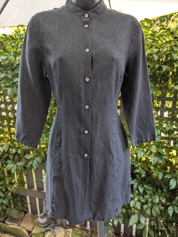 Boden 100% Linen Longline Shirt Jacket Black UK8