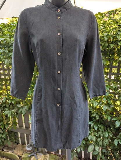 Boden 100% Linen Longline Shirt Jacket Black UK8