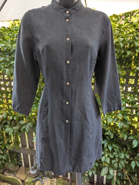 Boden 100% Linen Longline Shirt Jacket Black UK8