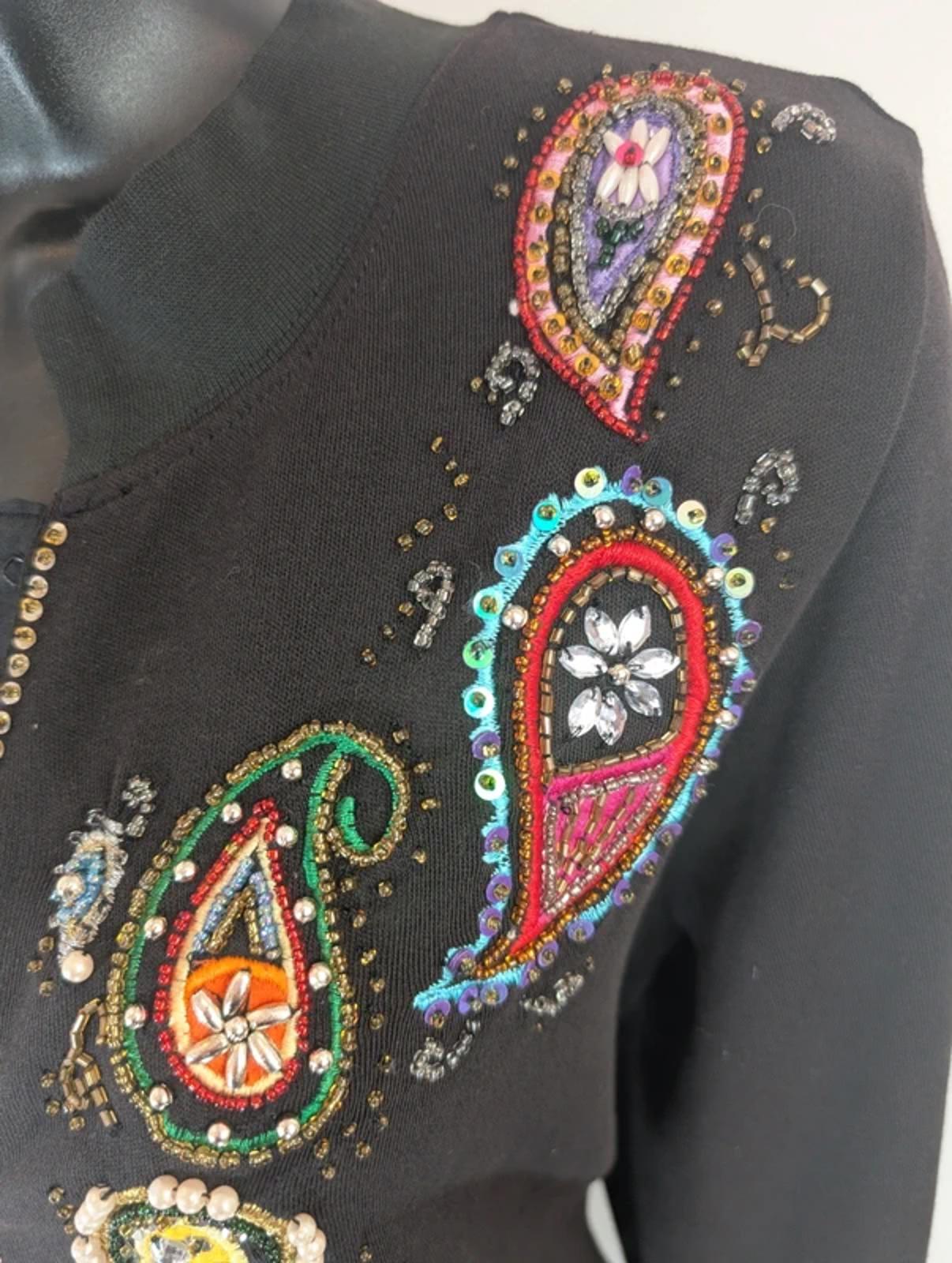 Indigo Moon Beaded Cotton Cardigan Size M