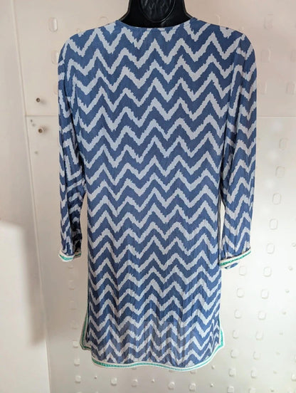 Blink Beach Silk Kaftan Made in India Rope Trim Side Slits UK10