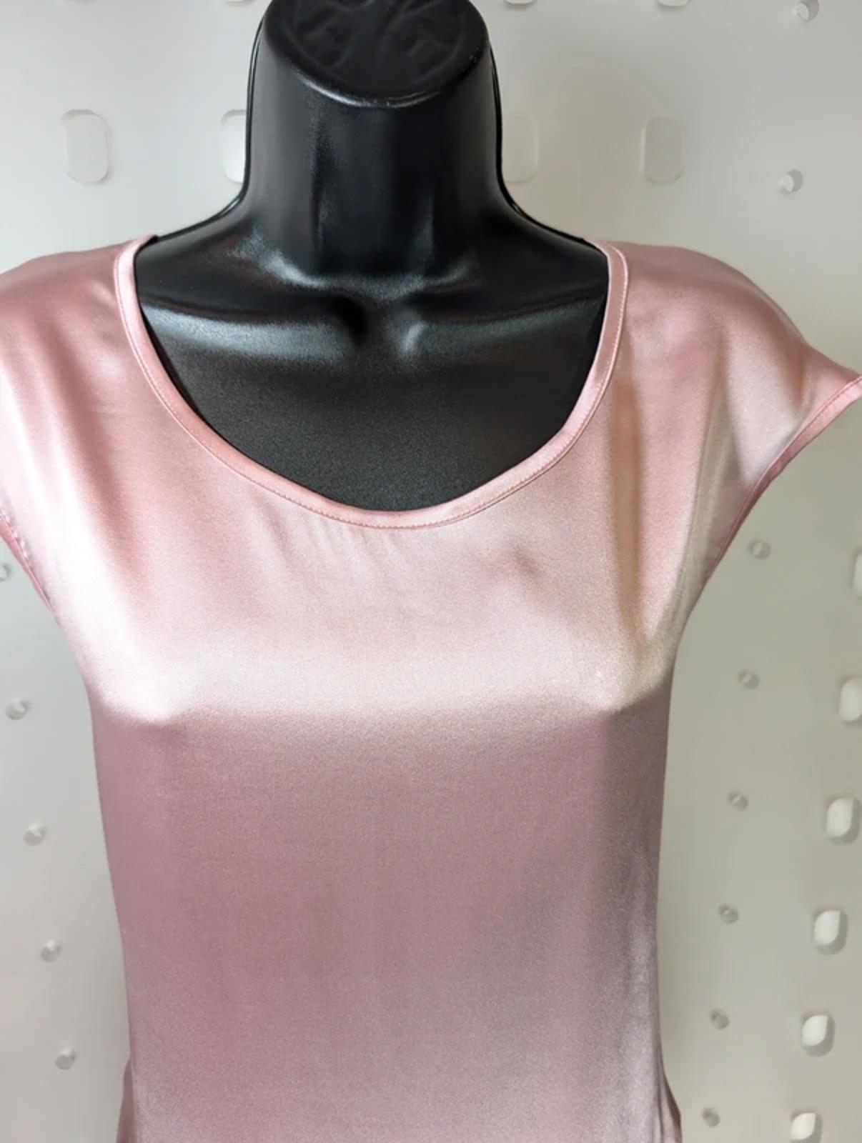 Guido Lombardi Silk Blend Rose Pink Top French Seam Scoop Neck Size L