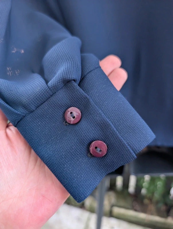Vintage Bella Moda Sheer Utility Shirt Navy UK12