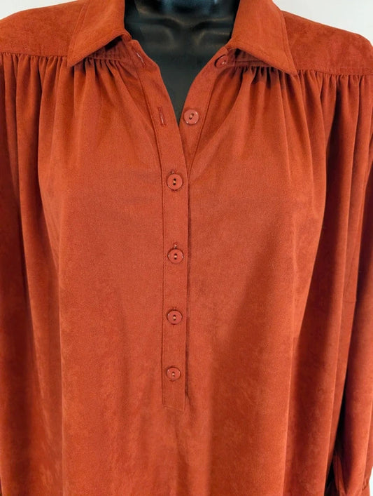 Vintage 1970s/80s Jean Bailly Paris Rust Shirt Dress Made in France